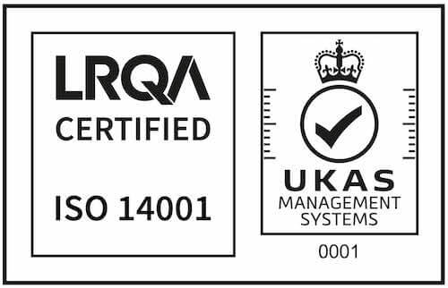 LRQA ISO 14001 and UKAS logo