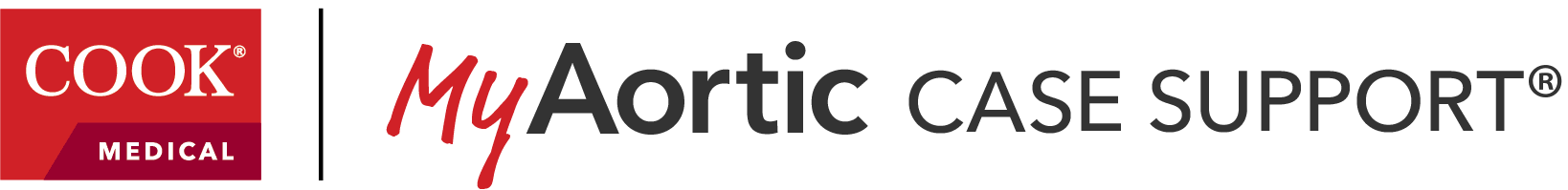 Cook Medical logo and brand name logo MyAortic Case Support®.