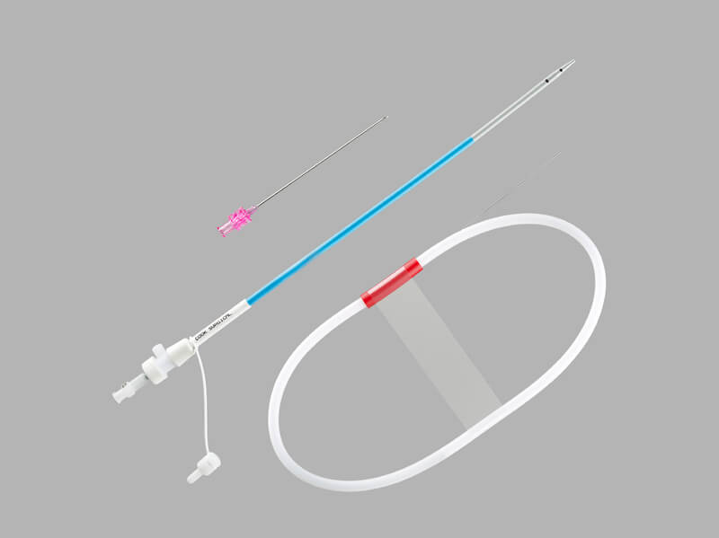 Appel-Berci cystic duct introducter set, depicting an introducer sheath, needle, and wire guide.